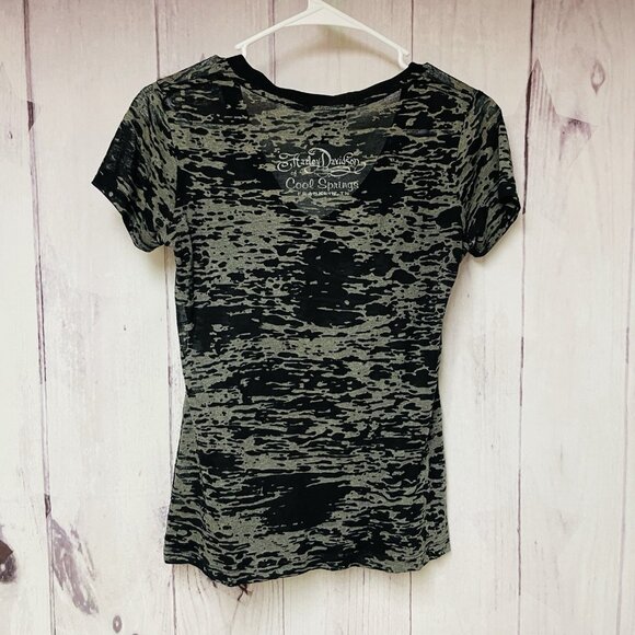 Harley Davidson Shirt Womens Small Cool Springs Franklin TN Shirt Gray Bling - Picture 2 of 4